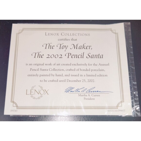 Vintage Lenox 2002 Pencil Santa "The Toy Maker" Pencil Santa Collection NEW - Picture 2 of 14